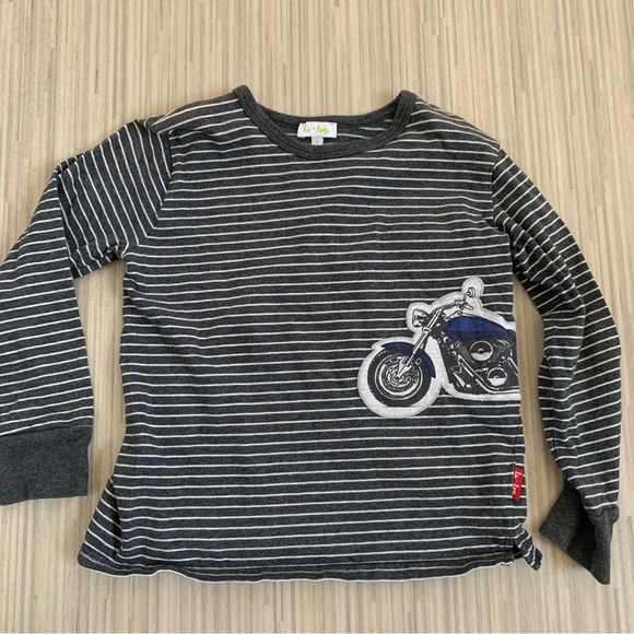 Le Top Other - Le Top Long Sleeve Striped T-Shirt w Mortocycle Appliqué. EUC Size 7.